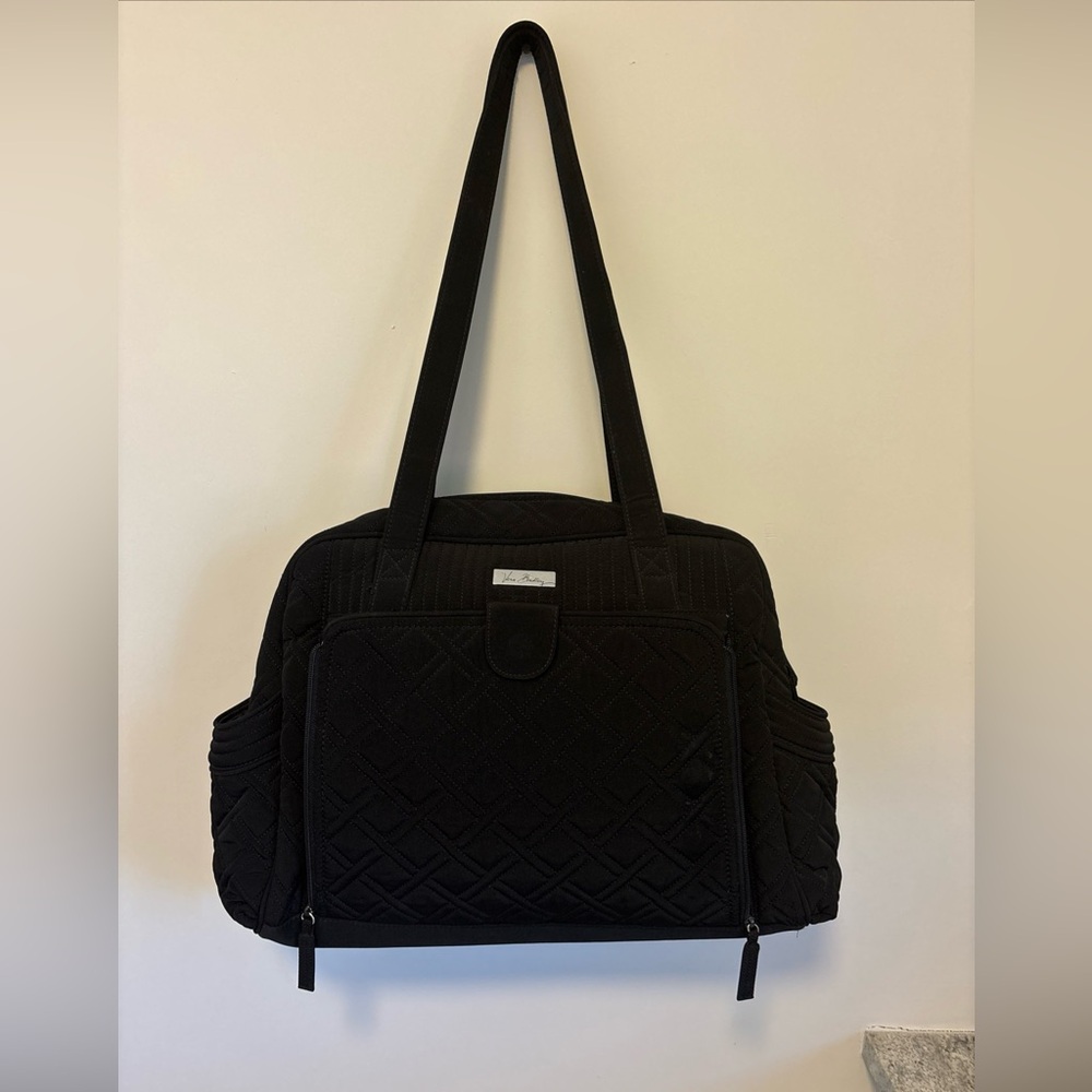 Vera Bradley Make a Change Baby Bag Black, Diaper Bag, Tote, Quilted EUC